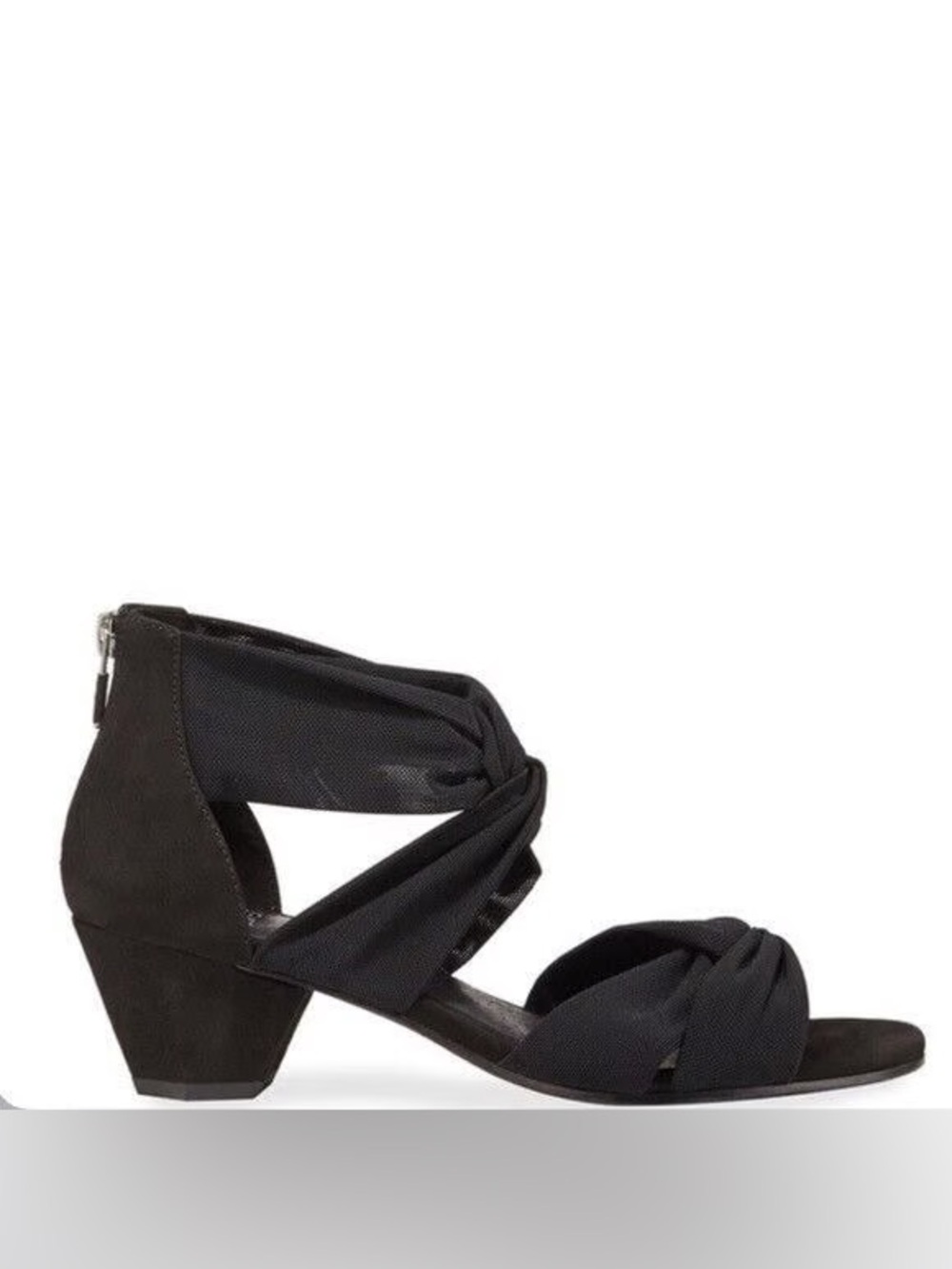 Eileen Fisher Joy Knotted Twisted Suede Fabric Zip Sandals $195 5.5